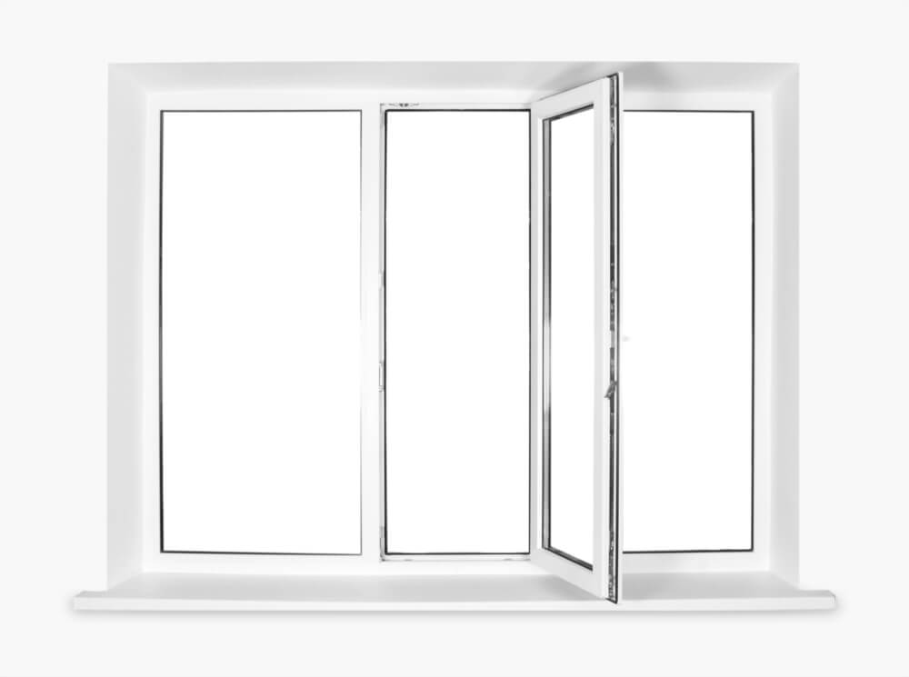 double pane triple window with a white background