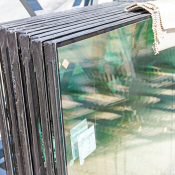 A stack of glass panes used for windows