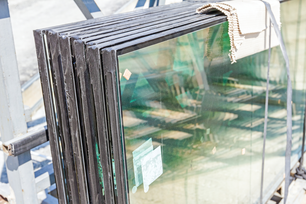 A stack of glass panes used for windows